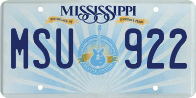 MS license plate MSU922