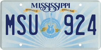 MS license plate MSU924