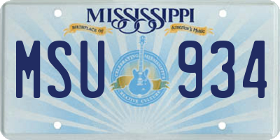 MS license plate MSU934
