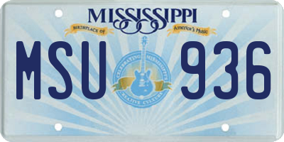 MS license plate MSU936