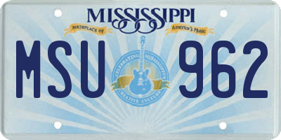 MS license plate MSU962