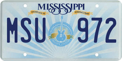 MS license plate MSU972