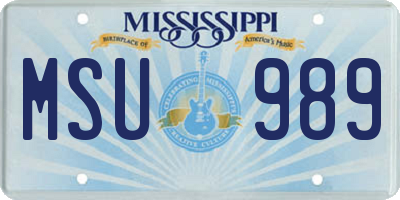 MS license plate MSU989