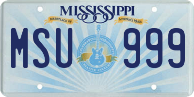 MS license plate MSU999