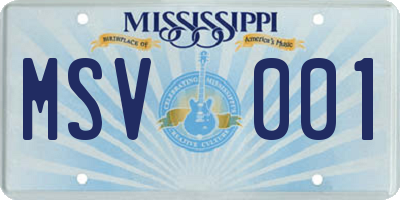 MS license plate MSV001