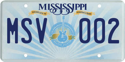 MS license plate MSV002
