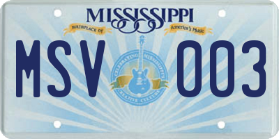 MS license plate MSV003