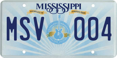 MS license plate MSV004