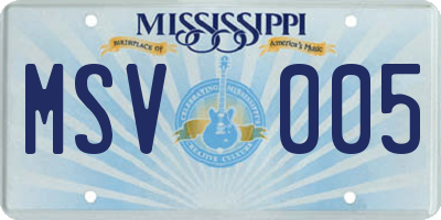 MS license plate MSV005