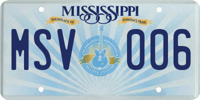 MS license plate MSV006