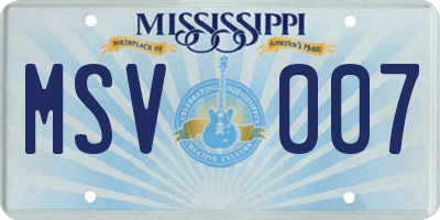 MS license plate MSV007