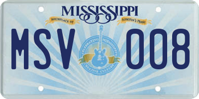 MS license plate MSV008