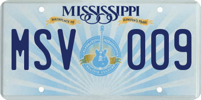 MS license plate MSV009