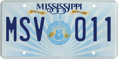 MS license plate MSV011