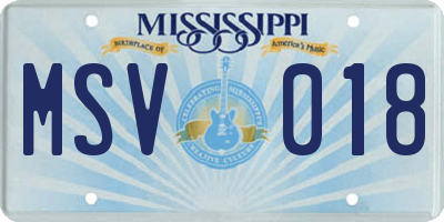 MS license plate MSV018