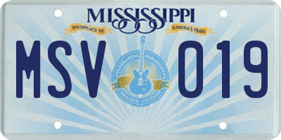 MS license plate MSV019
