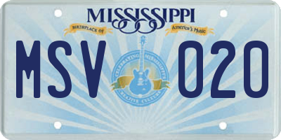 MS license plate MSV020