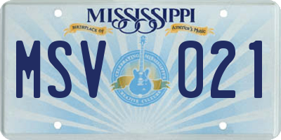MS license plate MSV021