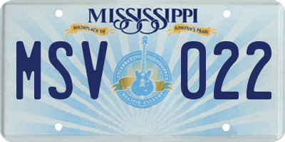 MS license plate MSV022