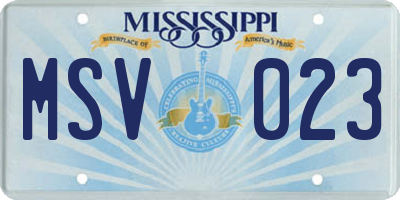 MS license plate MSV023