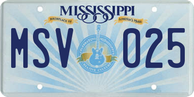 MS license plate MSV025