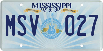 MS license plate MSV027