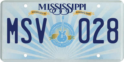 MS license plate MSV028