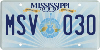 MS license plate MSV030