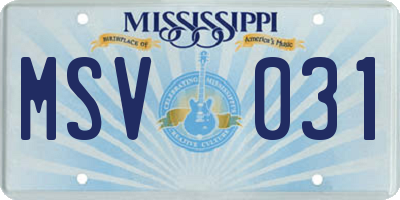 MS license plate MSV031