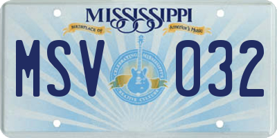 MS license plate MSV032