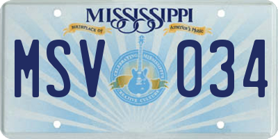 MS license plate MSV034