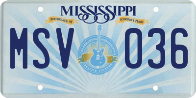 MS license plate MSV036