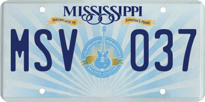 MS license plate MSV037
