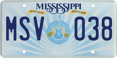 MS license plate MSV038