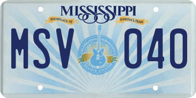 MS license plate MSV040