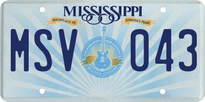 MS license plate MSV043