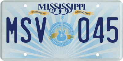 MS license plate MSV045