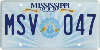 MS license plate MSV047