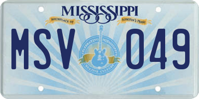 MS license plate MSV049
