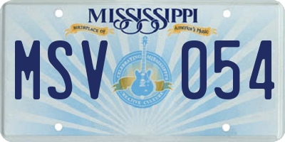 MS license plate MSV054
