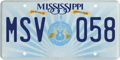 MS license plate MSV058