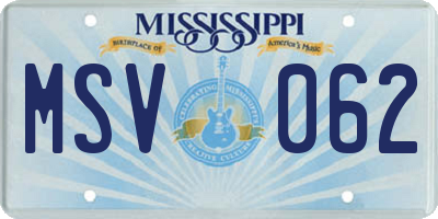 MS license plate MSV062