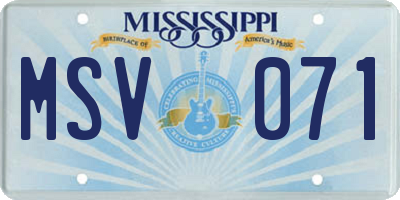 MS license plate MSV071