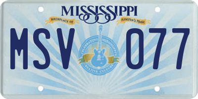 MS license plate MSV077