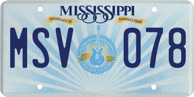 MS license plate MSV078