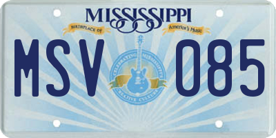 MS license plate MSV085