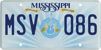 MS license plate MSV086
