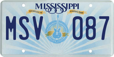 MS license plate MSV087