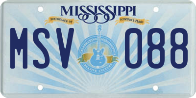 MS license plate MSV088