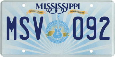 MS license plate MSV092